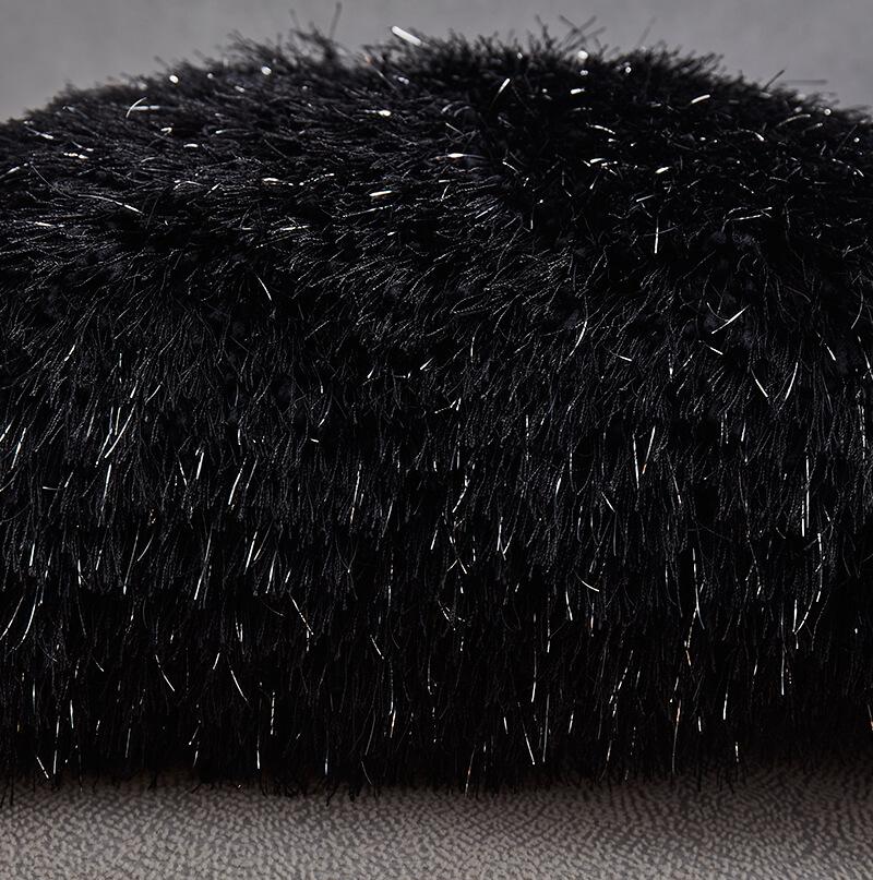 Furnings - Decorative Shaggy Pillow with Lurex in Black