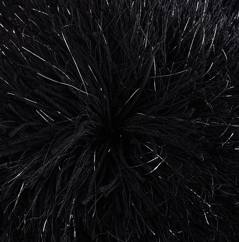 Furnings - Decorative Shaggy Pillow with Lurex in Black