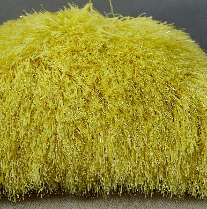 Furnings - Decorative Shaggy Pillow with Lurex in Yellow