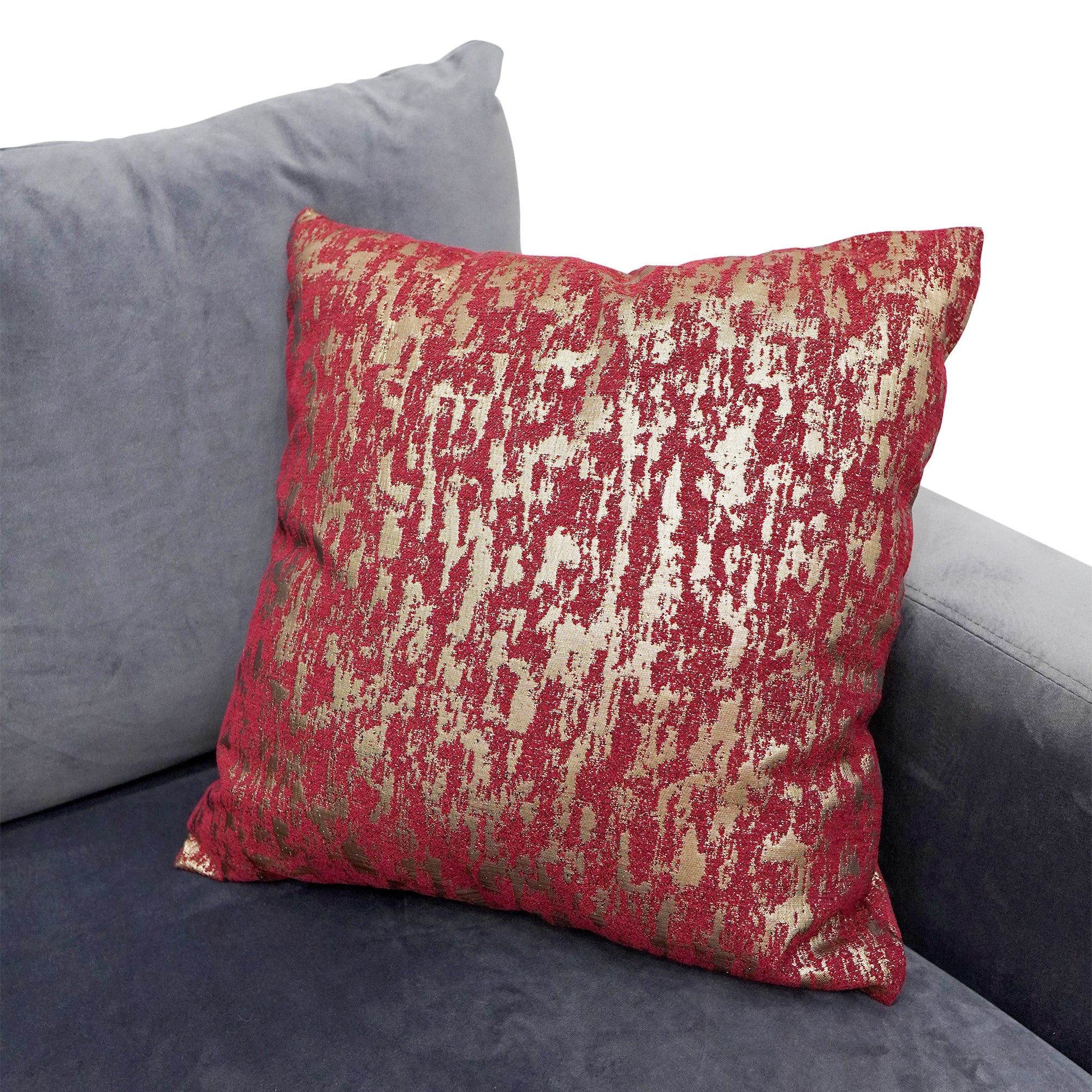 Furnings - Reflection Pattern Red/Gold Chenille Accent Pillow 18" x 18"