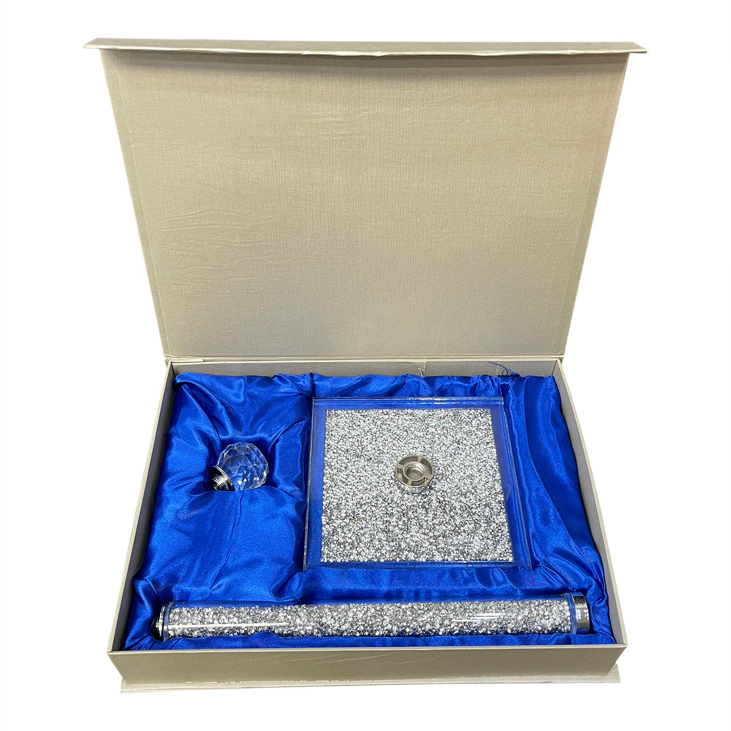 Furnings - Silver Crushed Diamond Glass Paper Towel Holder in Gift Box