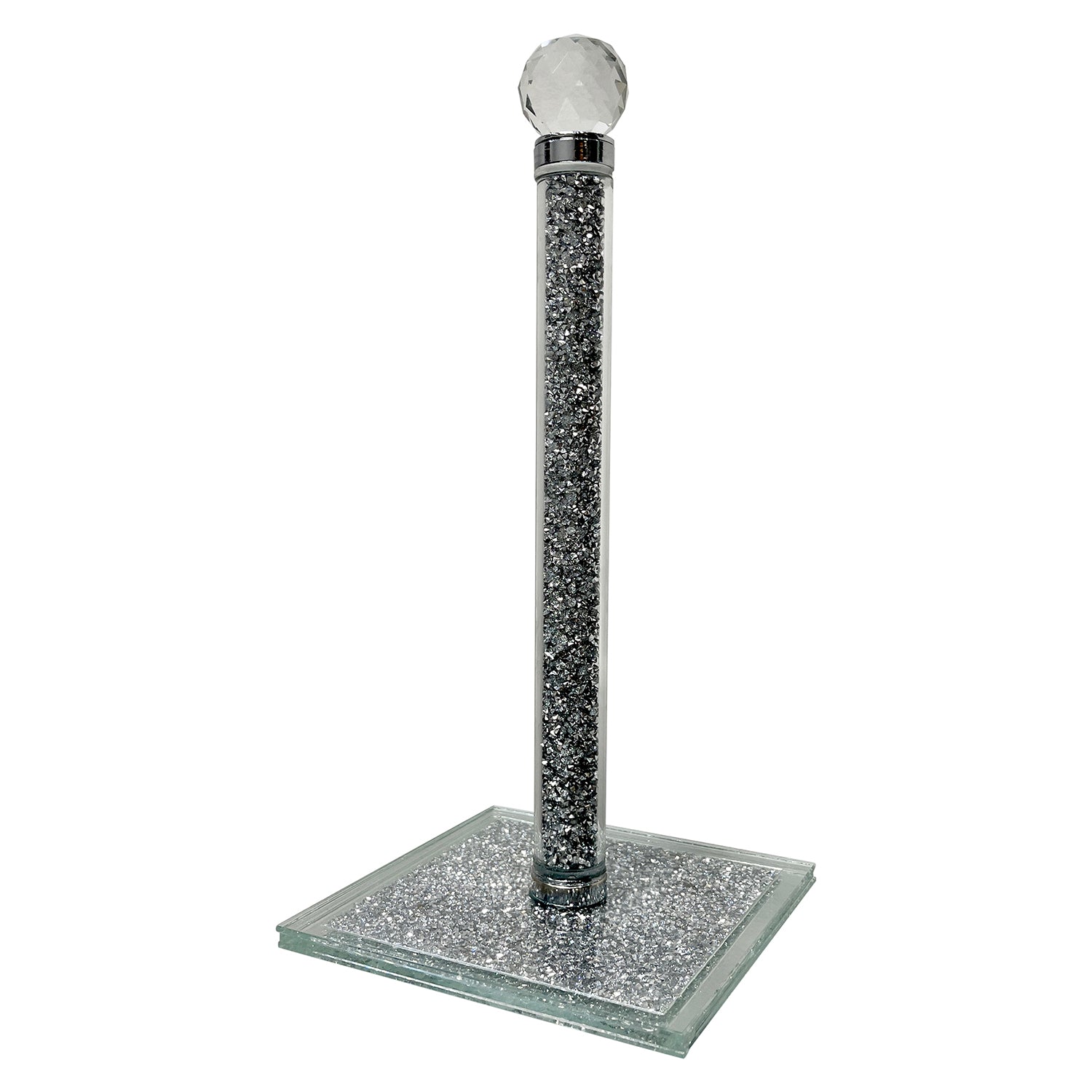 Furnings - Silver Crushed Diamond Glass Paper Towel Holder in Gift Box