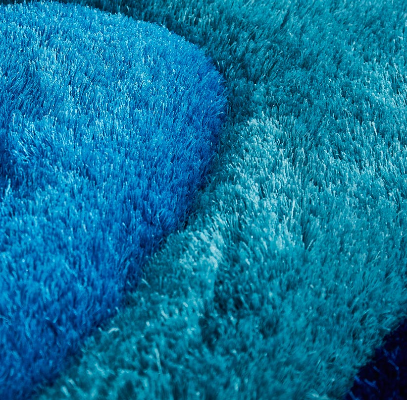 Furnings 3D Ocean Waves Blue Shag Area Rug - 7'L x 5'W x 1"H