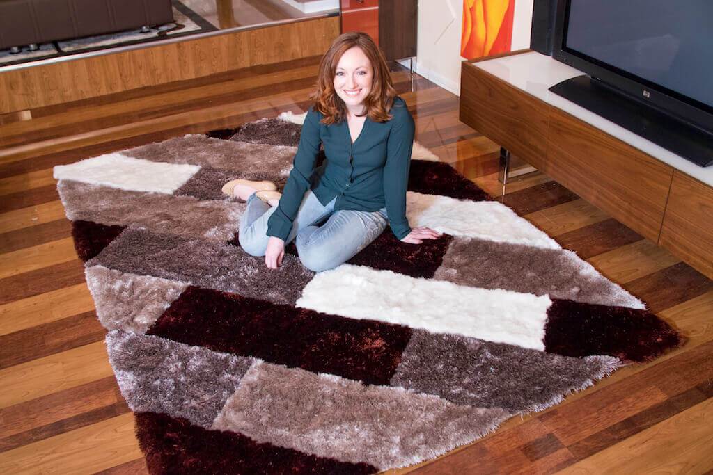 Furnings 3D Parquette Shaggy Area Rug - 11'L x 8'W x 1"H