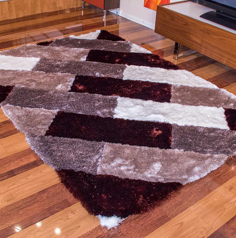 Furnings 3D Parquette Shaggy Area Rug - 11'L x 8'W x 1"H