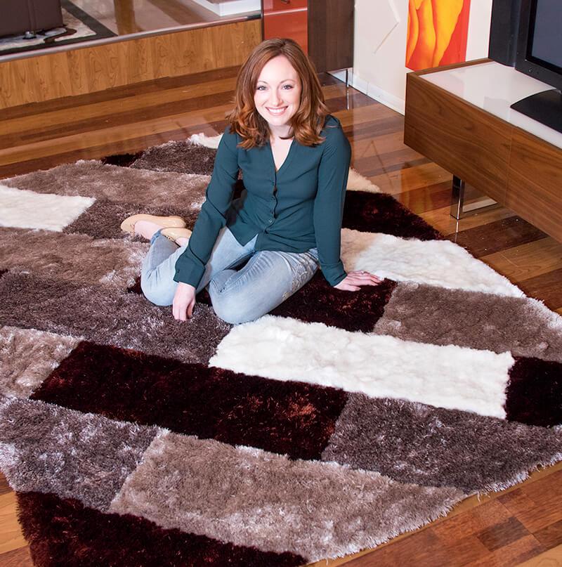 Furnings 3D Parquette Shaggy Area Rug - 11'L x 8'W x 1"H