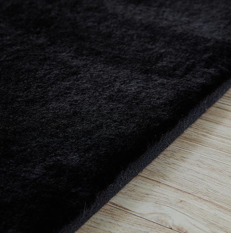 Furnings - Lily Luxury Black Chinchilla Faux Fur Area Rug