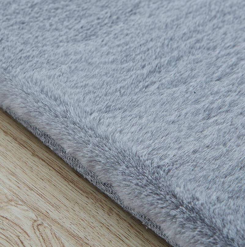 Furnings - Lily Luxury Gray Chinchilla Faux Fur Area Rug