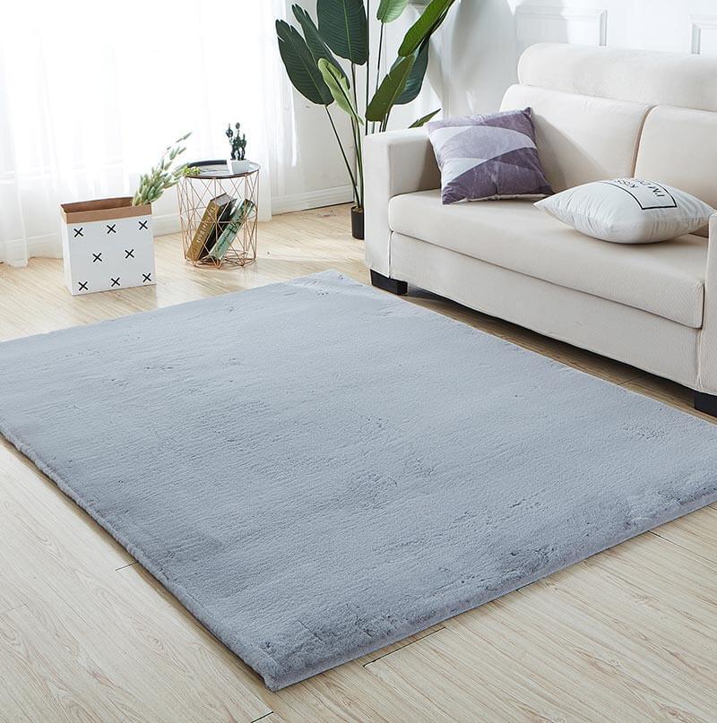 Furnings - Lily Luxury Gray Chinchilla Faux Fur Area Rug