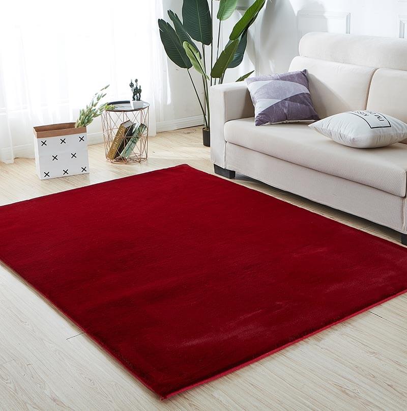 Furnings - Lily Luxury Red Chinchilla Faux Fur Area Rug