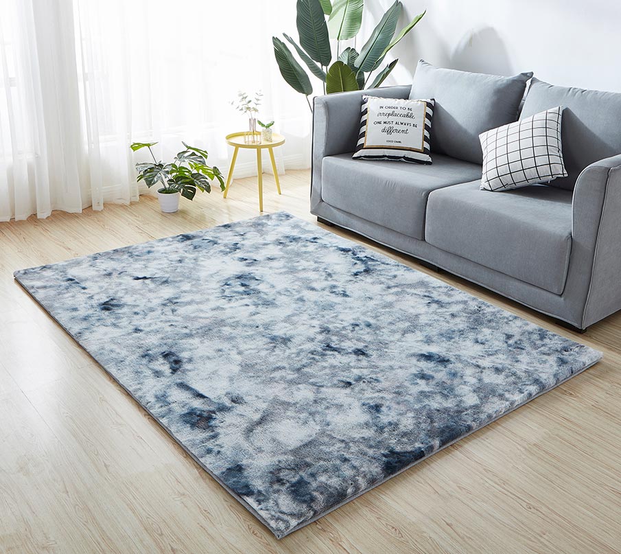 Furnings - Lily Luxury Gray Tie-Die Chinchilla Faux Fur Area Rug