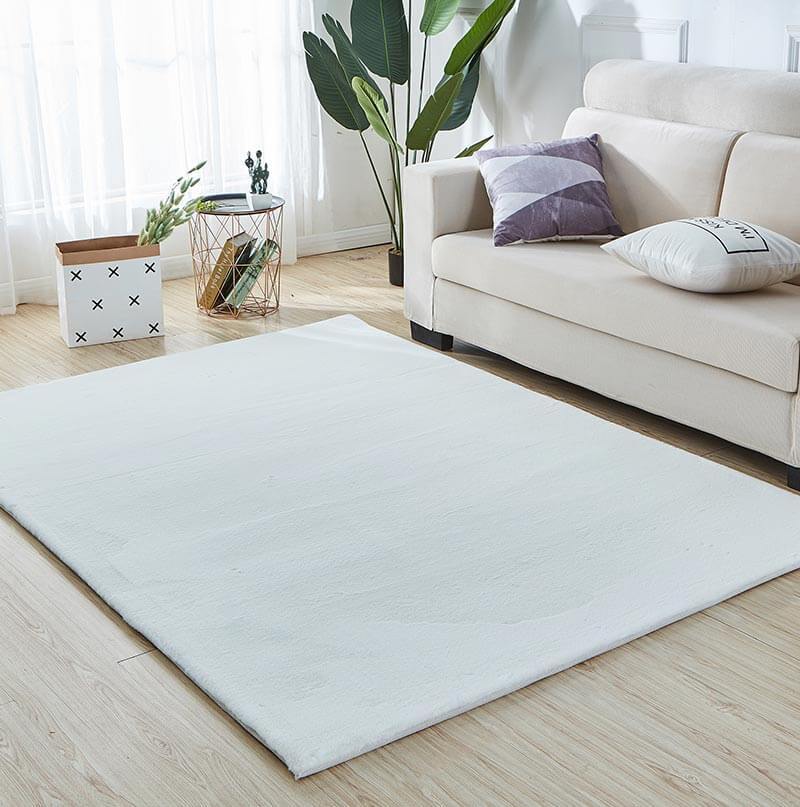 Furnings - Lily Luxury White Chinchilla Faux Fur Area Rug