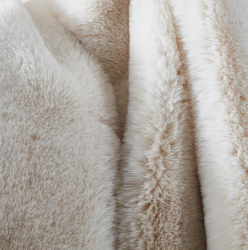 Furnings - Cassilda Luxury Beige Chinchilla Faux Fur Throw Blanket