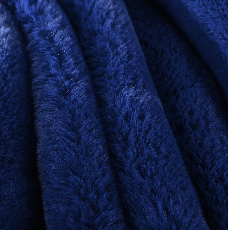 Furnings - Cassilda Luxury Navy Blue Chinchilla Faux Fur Throw Blanket