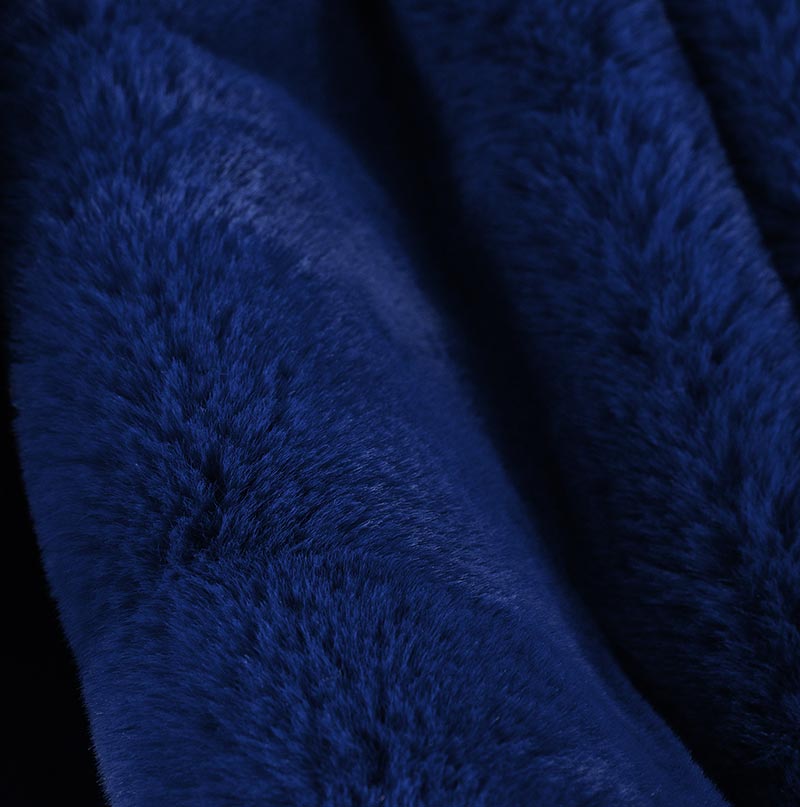 Furnings - Cassilda Luxury Navy Blue Chinchilla Faux Fur Throw Blanket