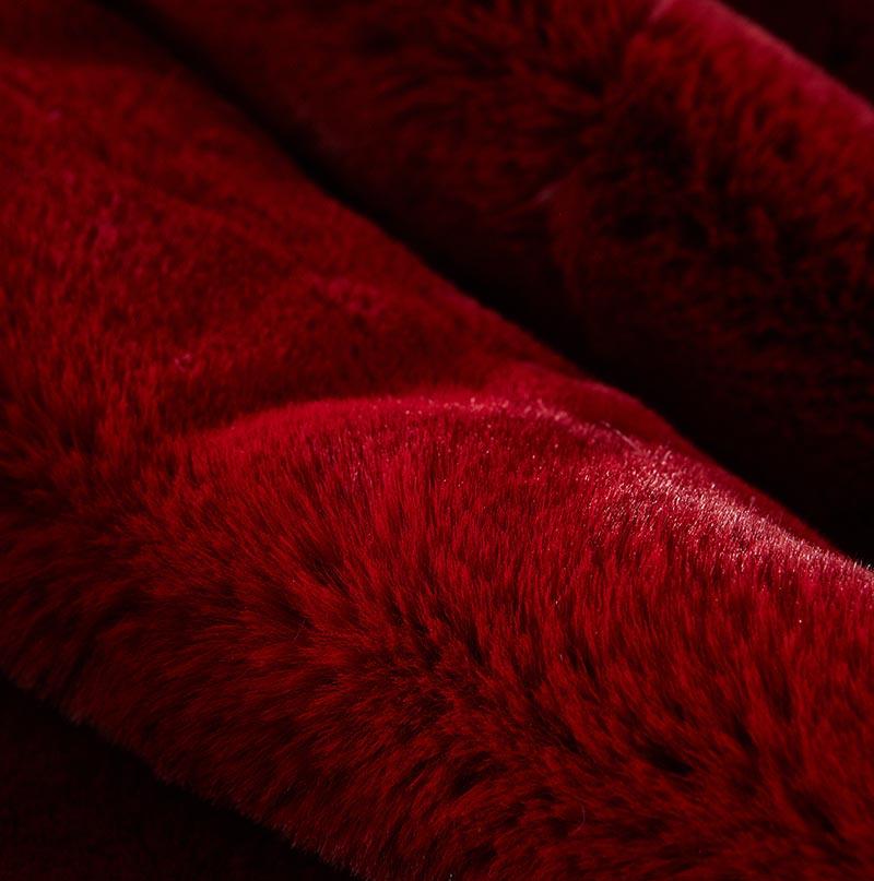 Furnings - Cassilda Luxury Red Chinchilla Faux Fur Throw Blanket