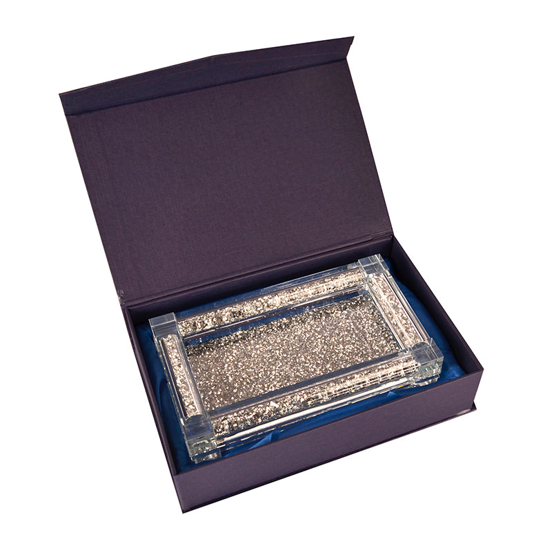 Furnings Salt & Pepper on a Tray, Silver Crushed Diamond Glass