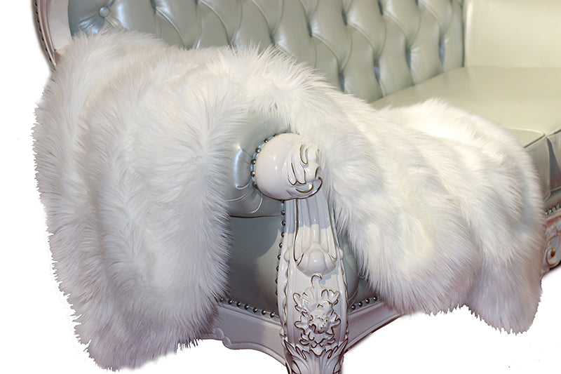 Furnings - Luxury Decorative White Faux Fur Throw