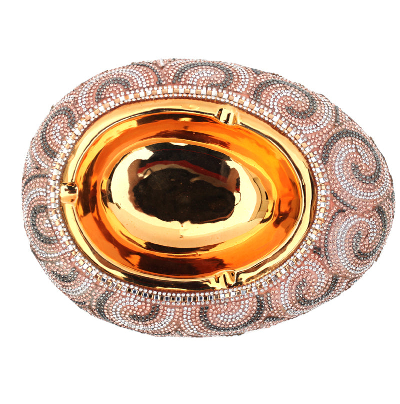 Furnings Ambrose Gold Plated Crystal Embellished Ceramic Ashtray (8.5 In. x 6.5 In. x 2.4 In.)