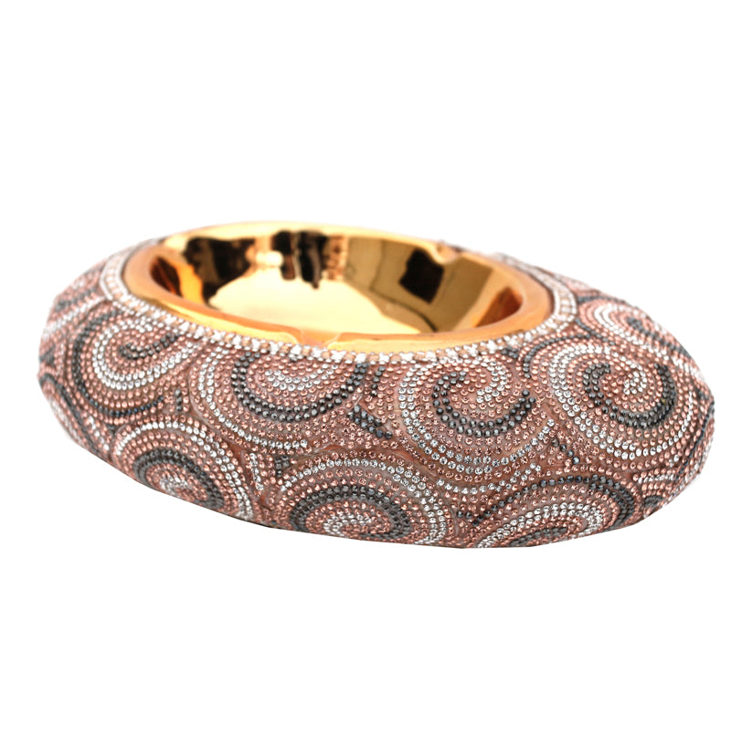 Furnings Ambrose Gold Plated Crystal Embellished Ceramic Ashtray (8.5 In. x 6.5 In. x 2.4 In.)