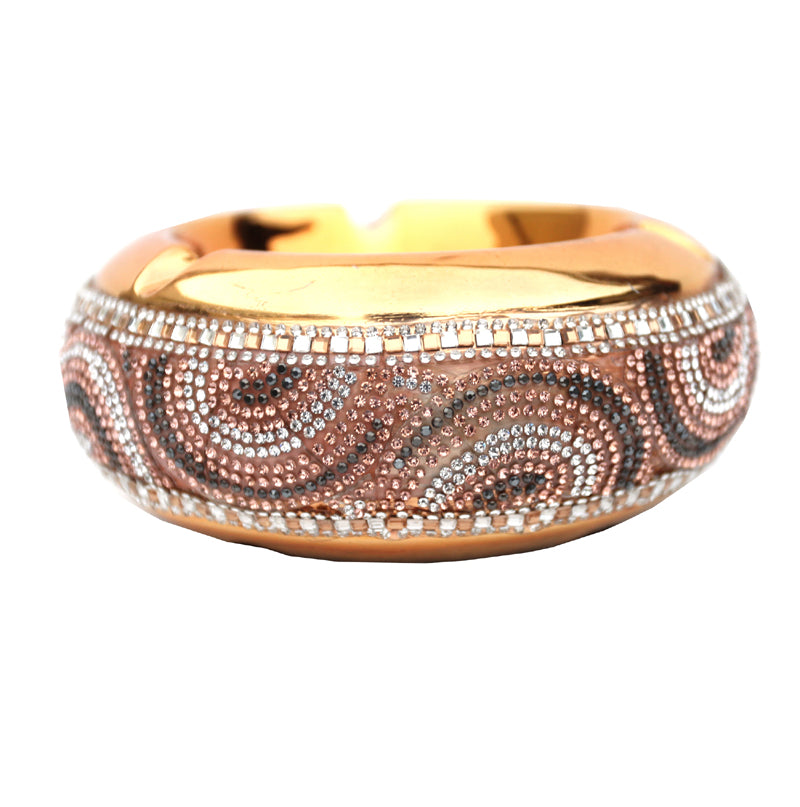 Furnings Ambrose Gold Plated Crystal Embellished Ceramic Ashtray (6.2 In. x 6.2 In. x 2.4 In.)