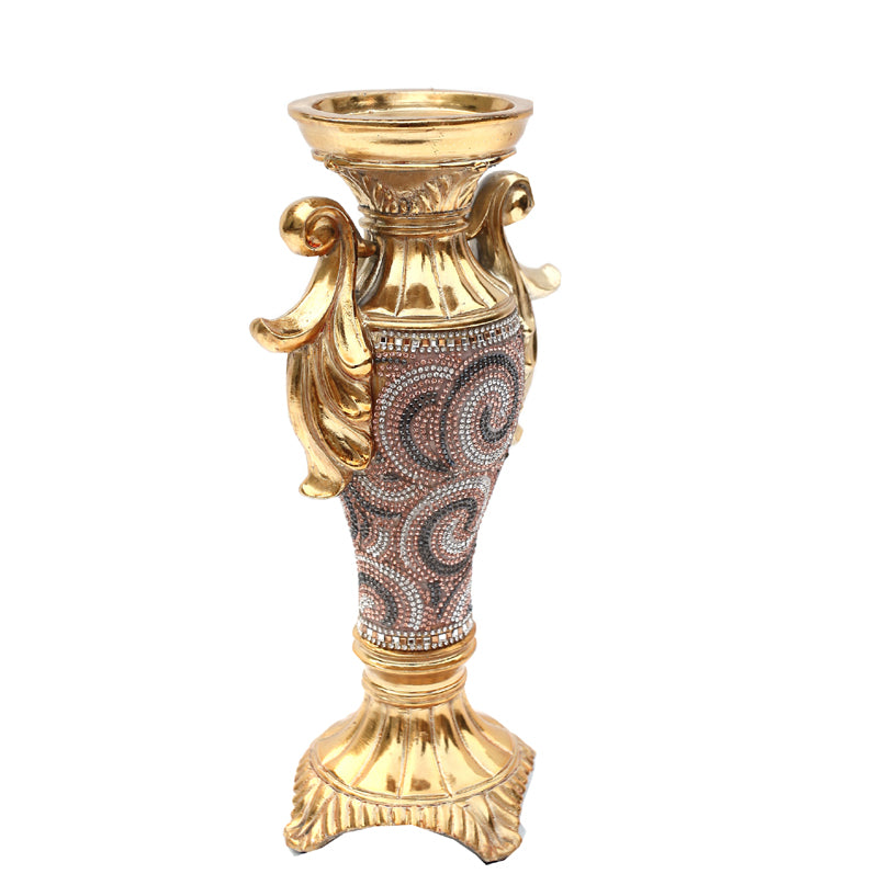 Furnings - Ambrose Gold Plated Crystal Embellished Ceramic Vase (5.5 In. x 4 In. x 9.5 In.)