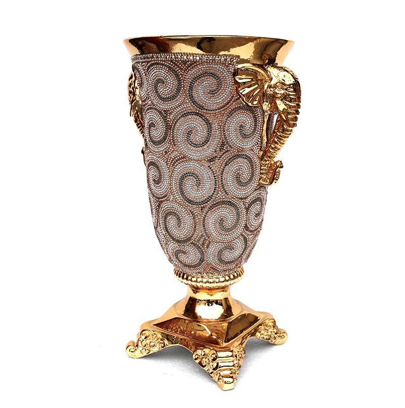 Furnings - Ambrose Gold Plated Crystal Embellished Ceramic Vase (9 In. x 8 In. x 15 In.)