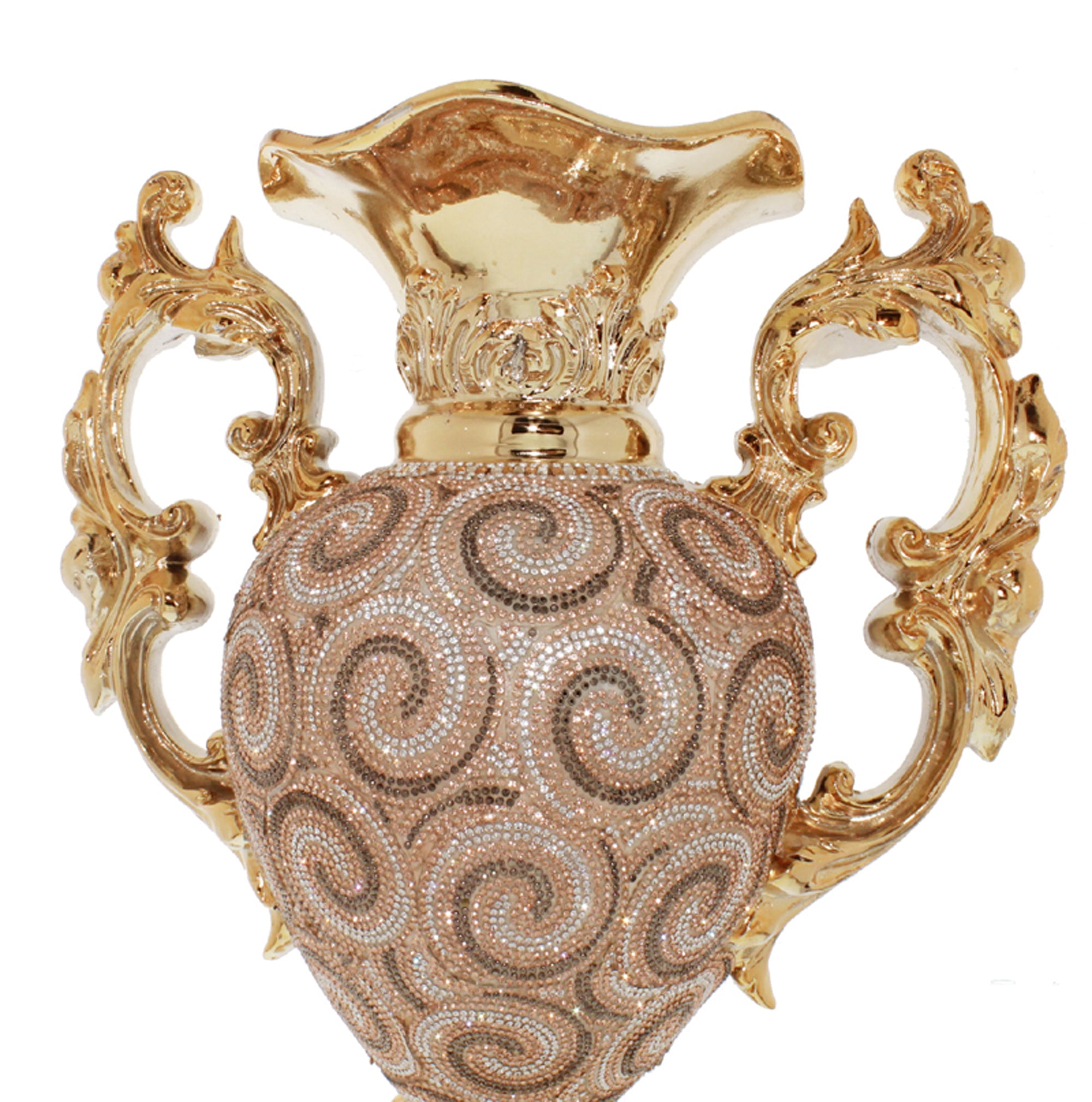 Furnings - Ambrose Gold Plated Crystal Embellished Ceramic Vase (12.2 In. x 7.1 In. x 16.25 In.)