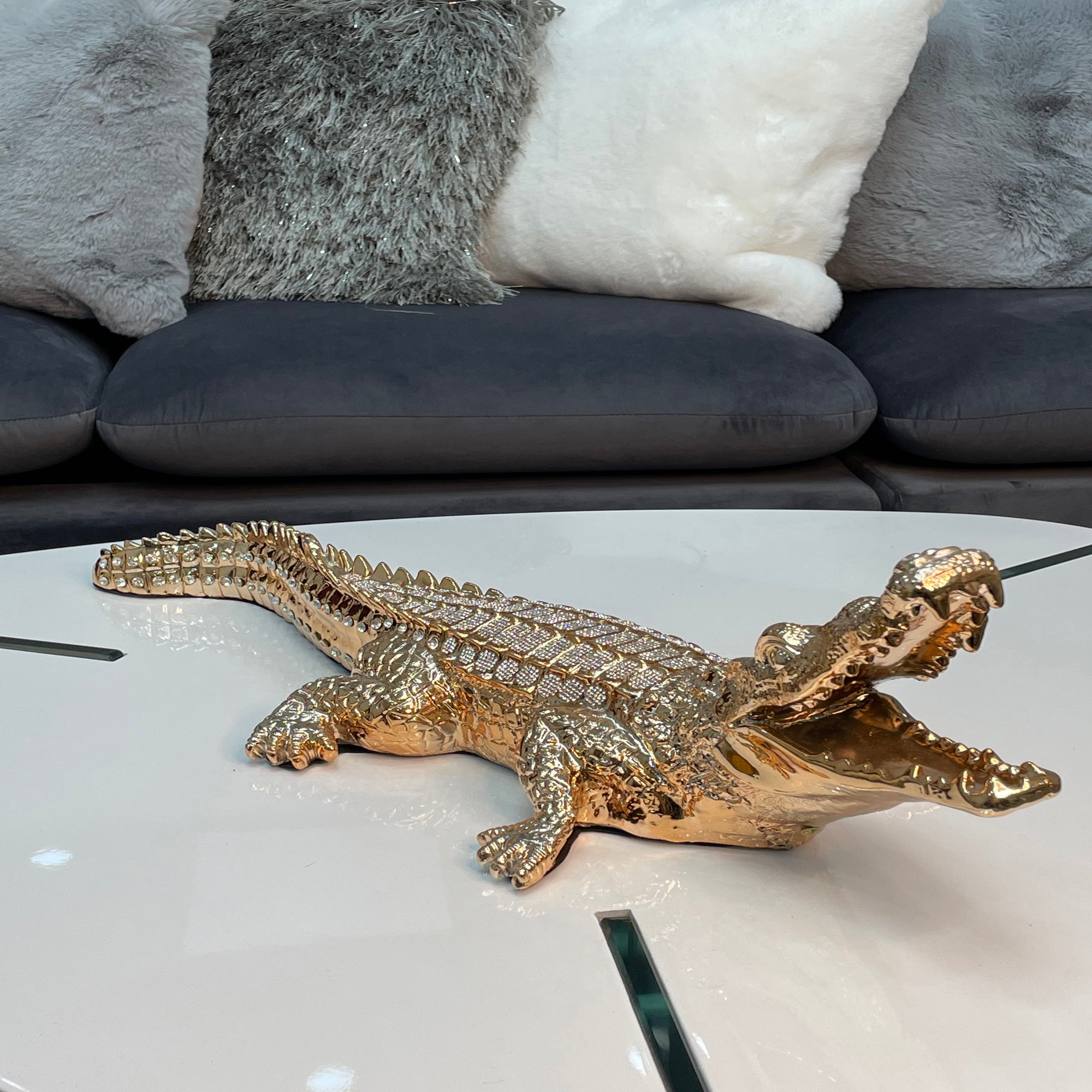 Furnings - Ambrose Diamond Encrusted Gold Plated Crocodile