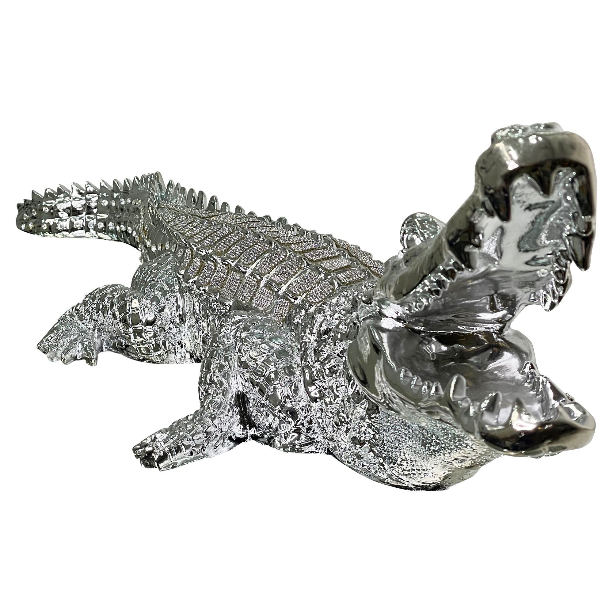 Furnings - Ambrose Diamond Encrusted Chrome Plated Crocodile