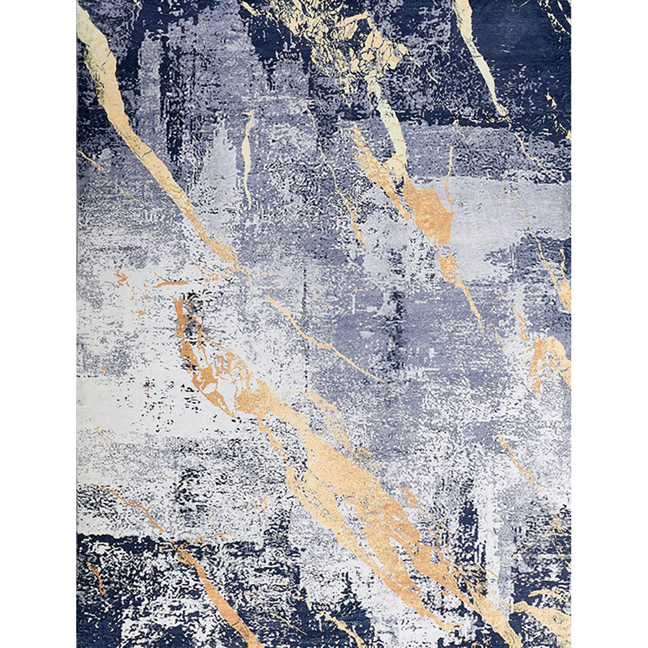 Furnings - Zara Abstract Design Machine Washable Blue Gray Yellow Area Rug