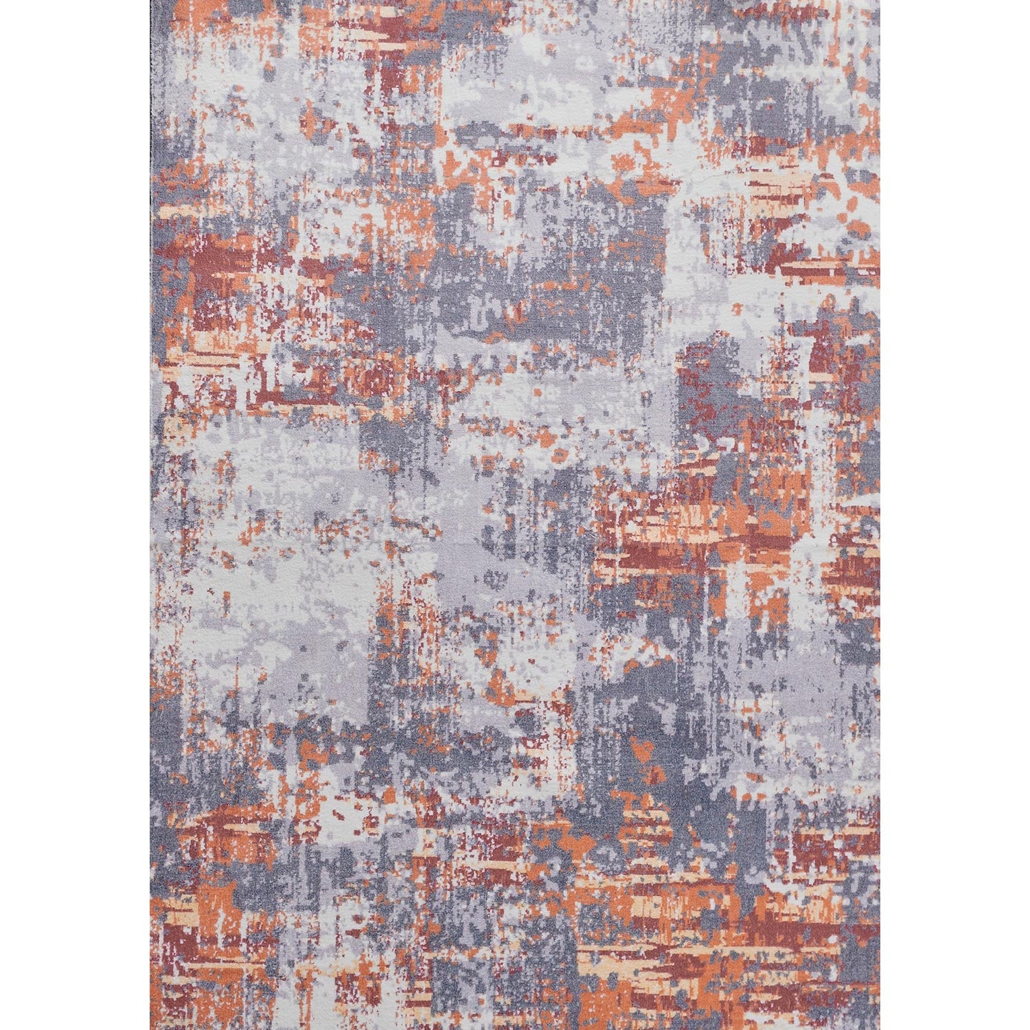 Furnings - Zara Abstract Design Machine Washable Gray, Brown and Orange Area Rug