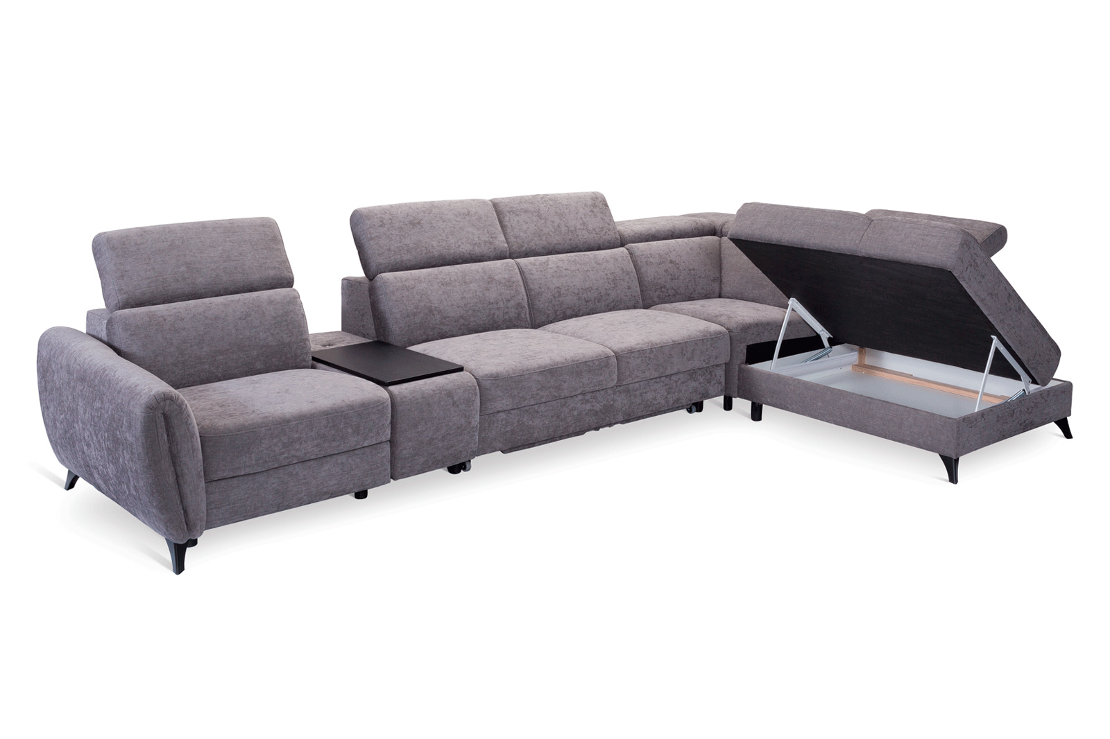 Gala - Lorens Sectional with Recliner, Bed, Bar