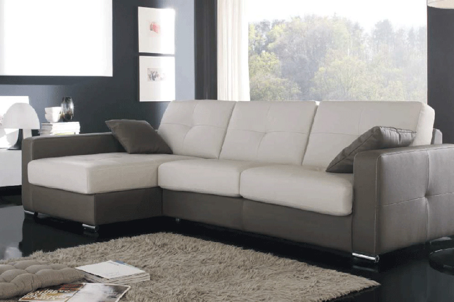 Gamamobel - Sleep Square Arms Left Facing Sectional in Lux Leather