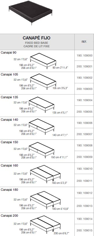 Gamamobel Canape Fixed Base Bed Frame