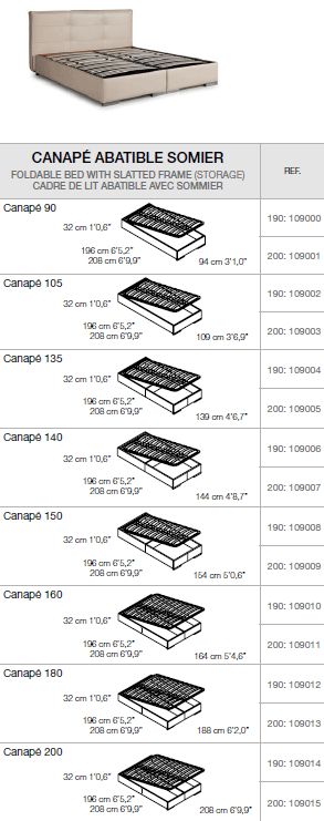 Gamamobel Canape Foldable Slatted Base Bed Frame with Storage