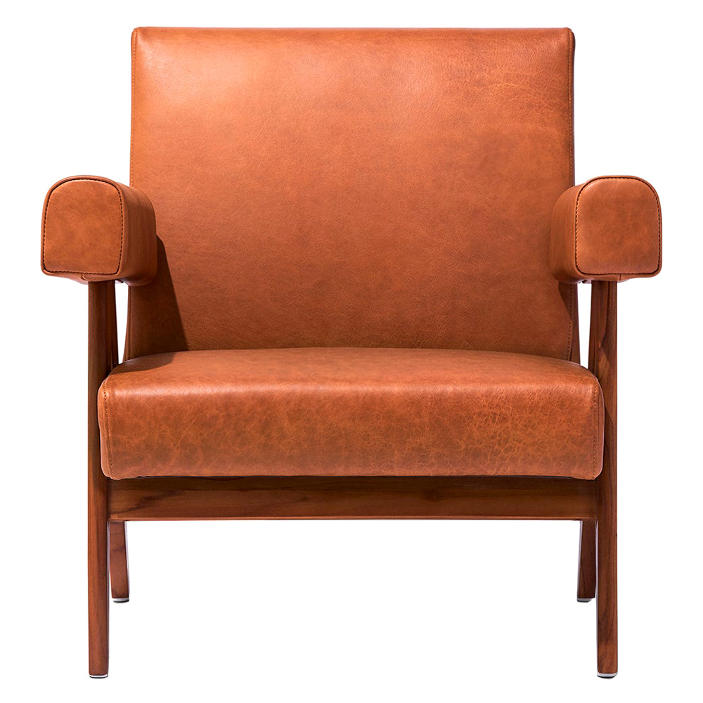 GFURN Debora Lounge Chair - Walnut/Caramel Leather