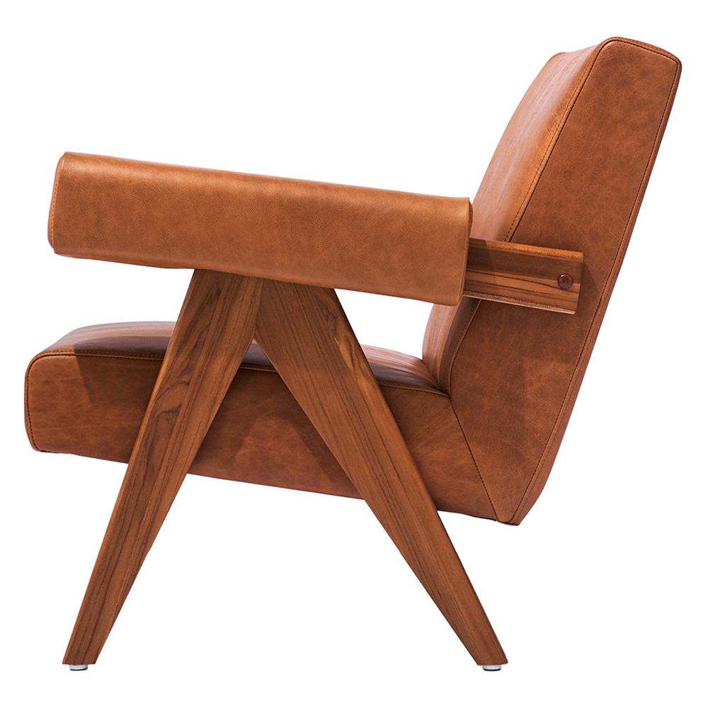 GFURN Debora Lounge Chair - Walnut/Caramel Leather