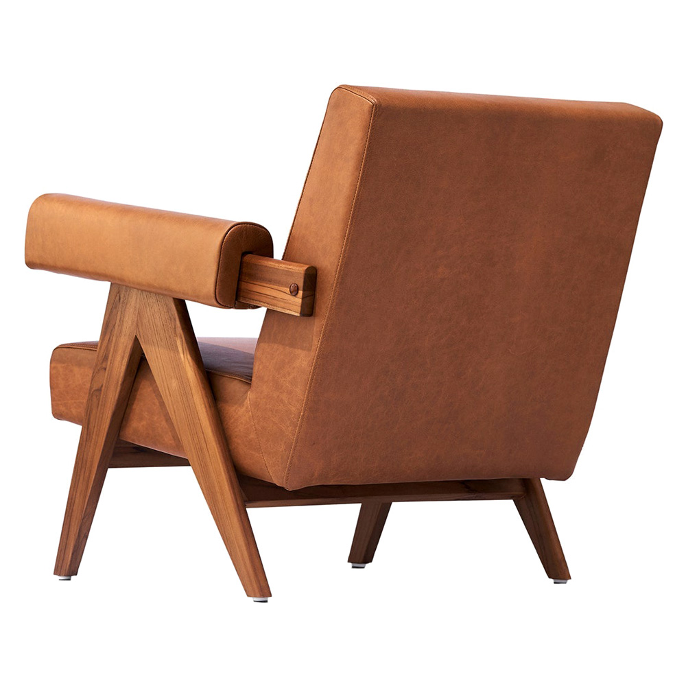 GFURN Debora Lounge Chair - Walnut/Caramel Leather