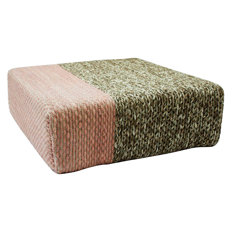 GFURN - Ira Handmade Wool Braided Square Pouf