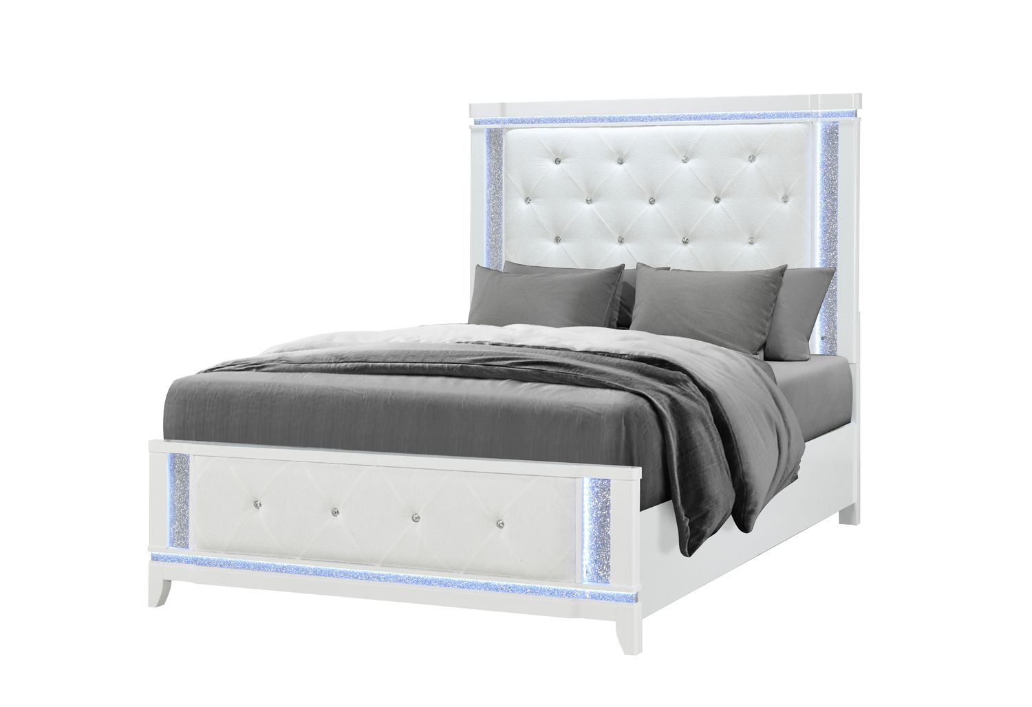 GF Alina White Bed With Led