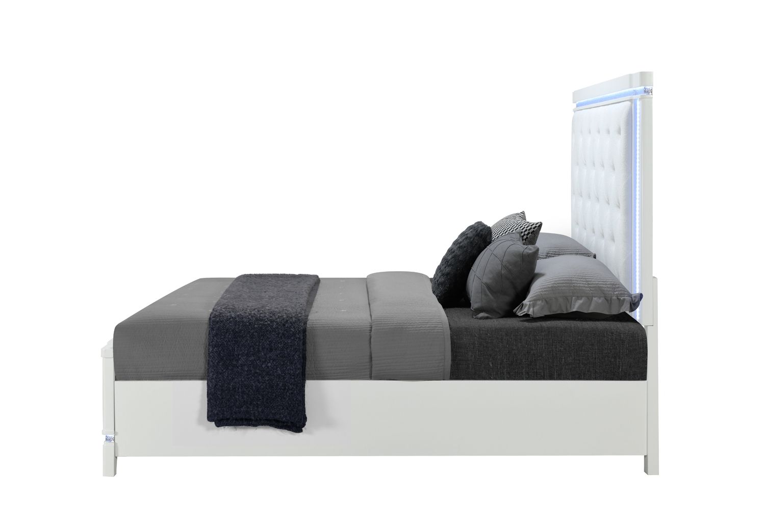 GF Alina White Bed With Led