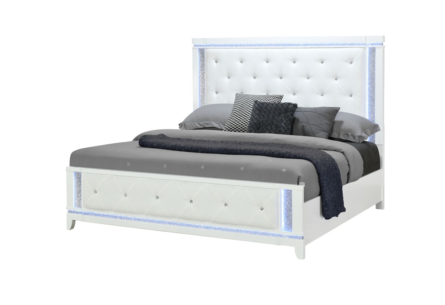 GF Alina White Bed Group With Led