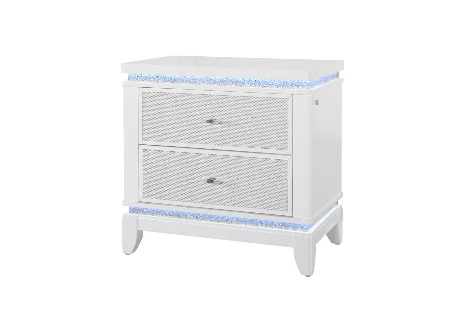 GF™ - Alina White Nightstand With Led and Usb