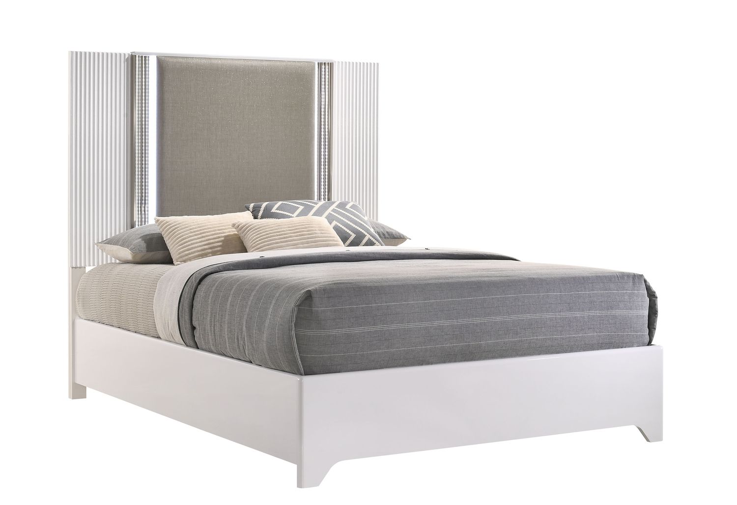 GF Aspen White Queen Bed With Led