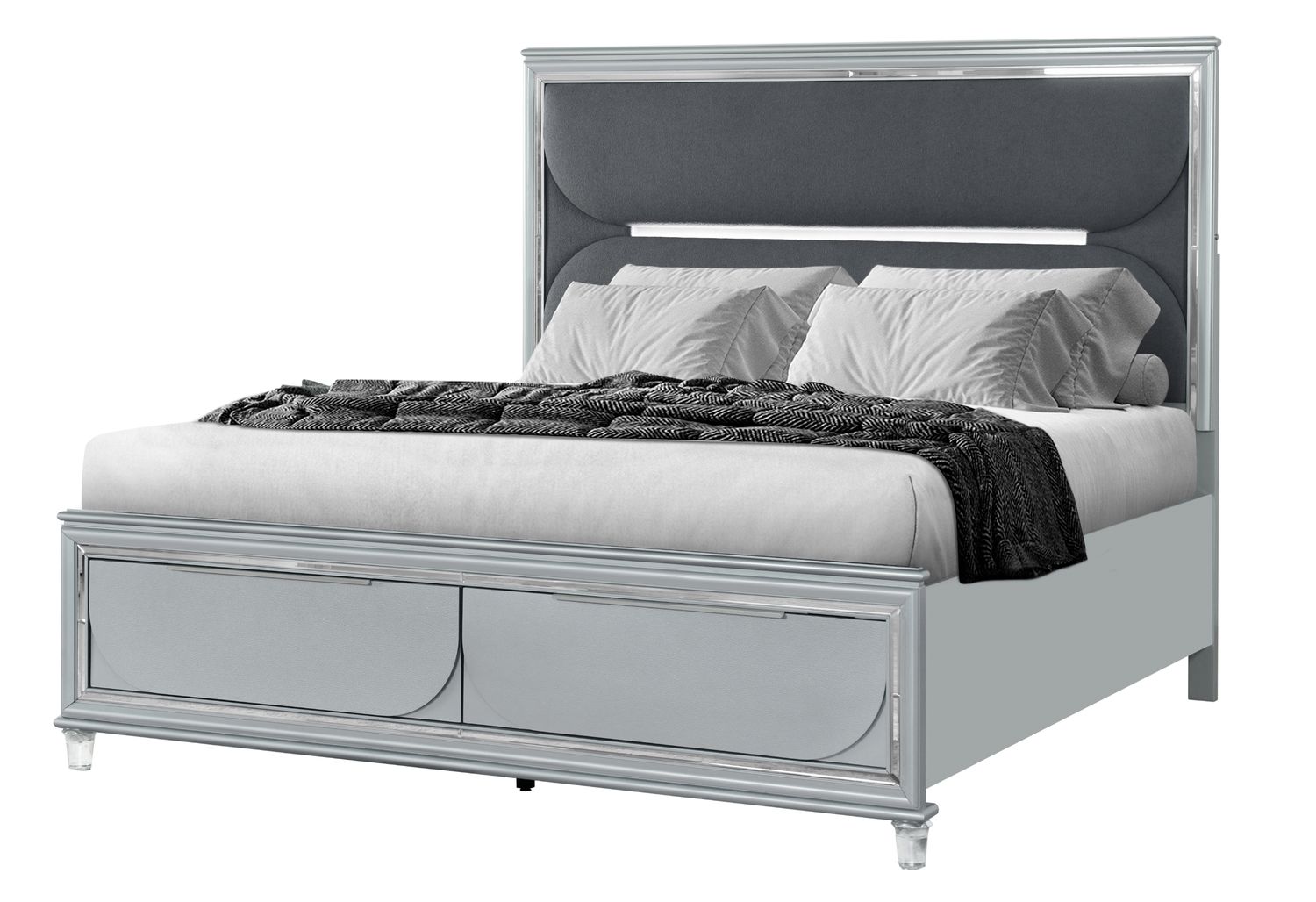 GF Caleb Silver Bed With Led