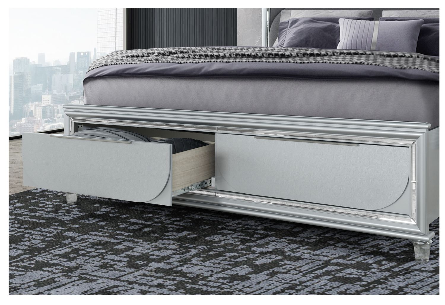 GF Caleb Silver Bed With Led