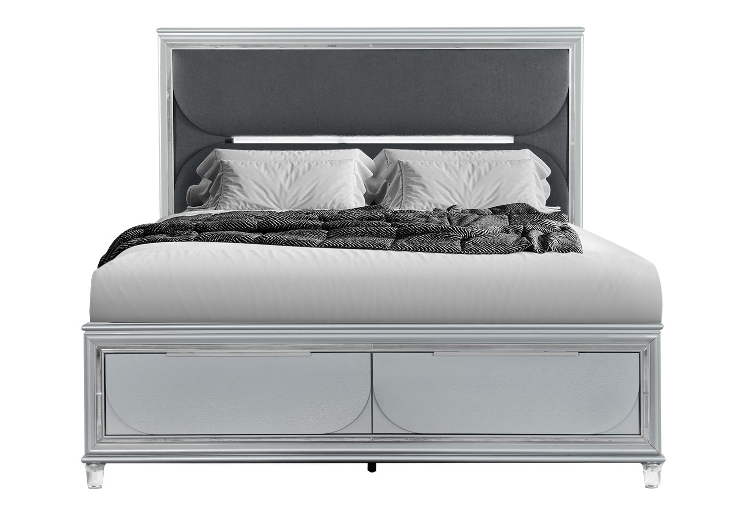 GF Caleb Silver Bed With Led