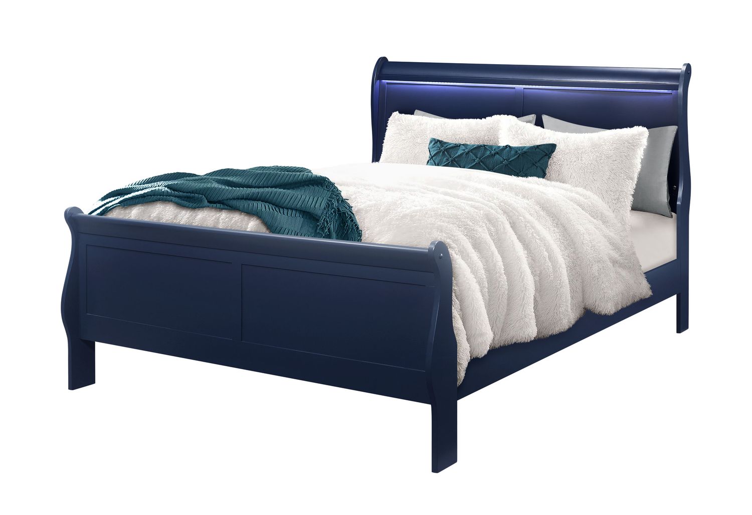 GF Charlie Blue Full Bed Group With Led