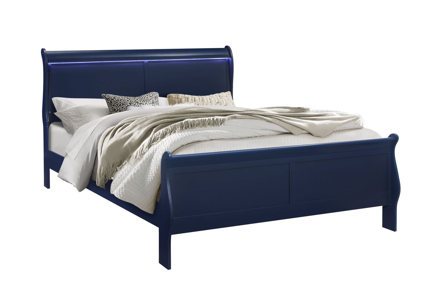 GF Charlie Blue King Bed With Led